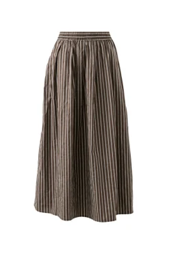 Ceres Life Florence Maxi Skirt - Chocolate White Stripe