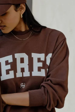 Ceres Life Isla Oversized Slouchy Crew - Chocolate Heritage