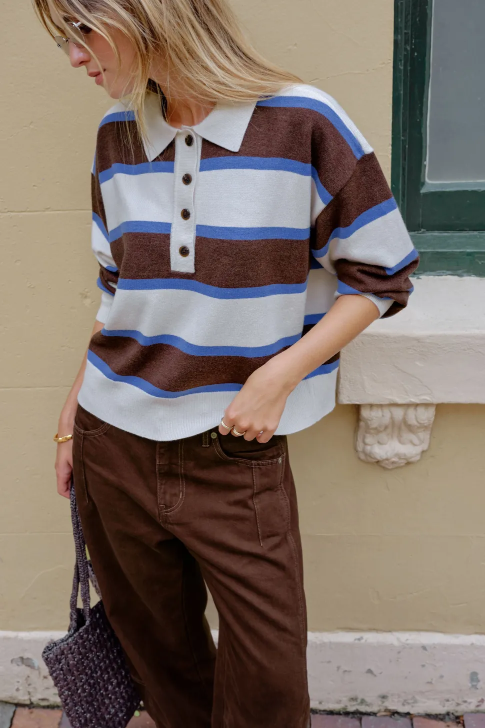 Ceres Life Jessa Rugby Knit - Chocolate Stripe