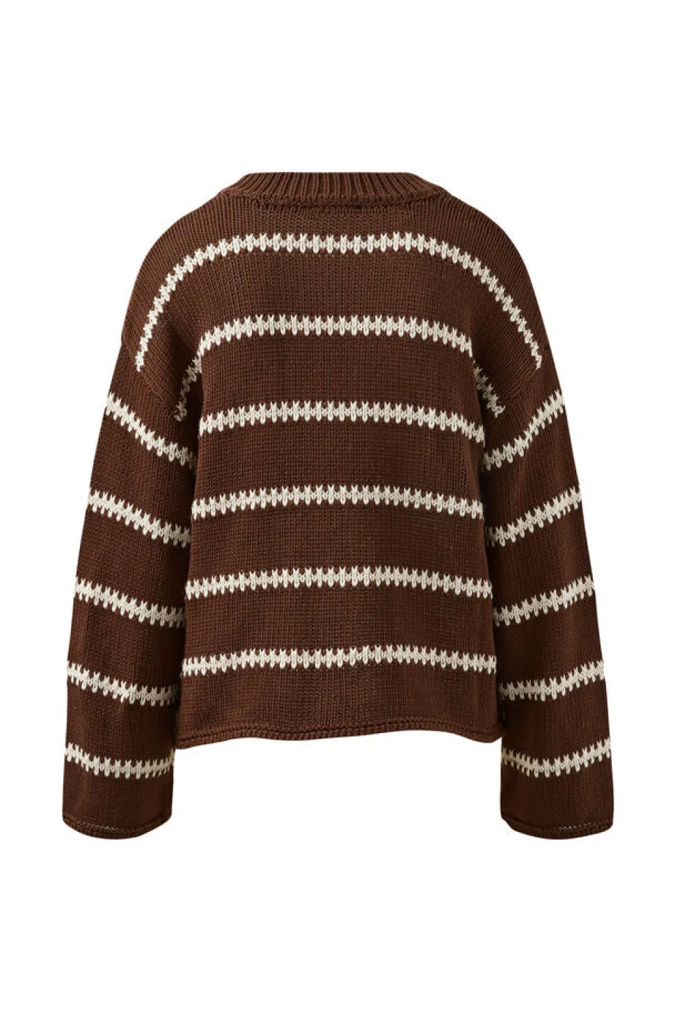 Ceres Life Lila Oversized Knit Crew - Chocolate Stripe