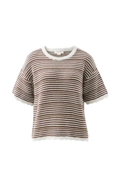 Ceres Life Nina Boxy Knit Tee - Chocolate Stripe