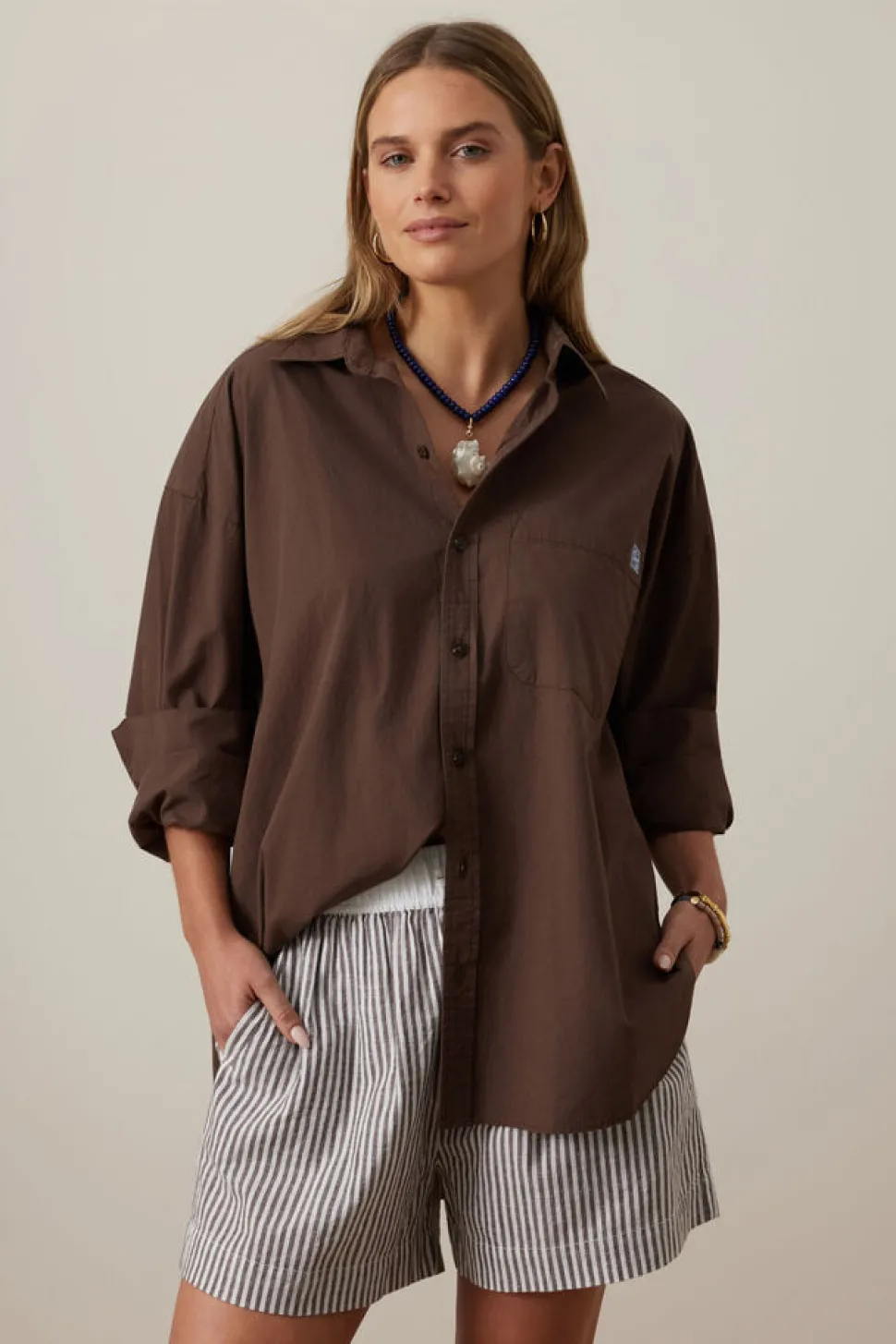 Ceres Life Peta Oversized Shirt Brunette Brown