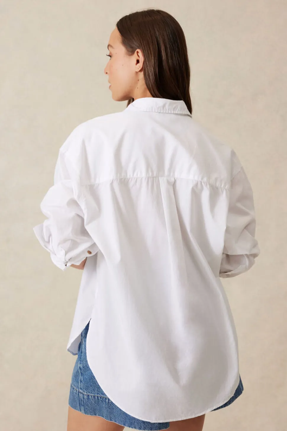Ceres Life Peta Oversized Poplin Shirt - White