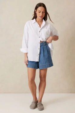 Ceres Life Peta Oversized Poplin Shirt - White