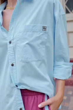 Ceres Life Peta Oversized Poplin Shirt - China Blue