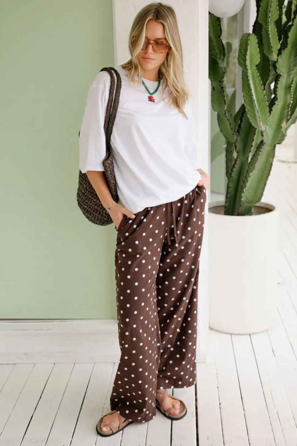 Ceres Life Resort Pant - Choc Polka Dot