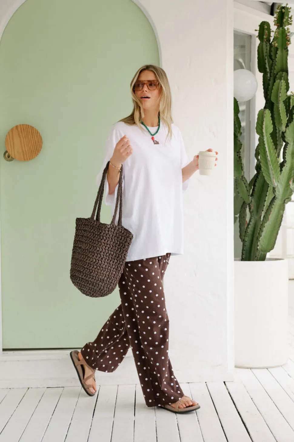 Ceres Life Resort Pant - Choc Polka Dot