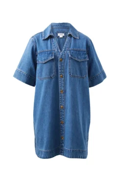 Ceres Life Sammy Relaxed Shirt Dress - Fresh Indigo