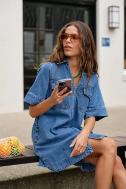 Ceres Life Sammy Relaxed Shirt Dress - Fresh Indigo