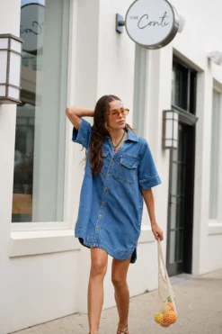 Ceres Life Sammy Relaxed Shirt Dress - Fresh Indigo
