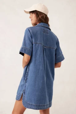 Ceres Life Sammy Relaxed Shirt Dress - Fresh Indigo