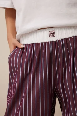 Ceres Life The Lounge Pant - Burgundy Washed Navy Stripe
