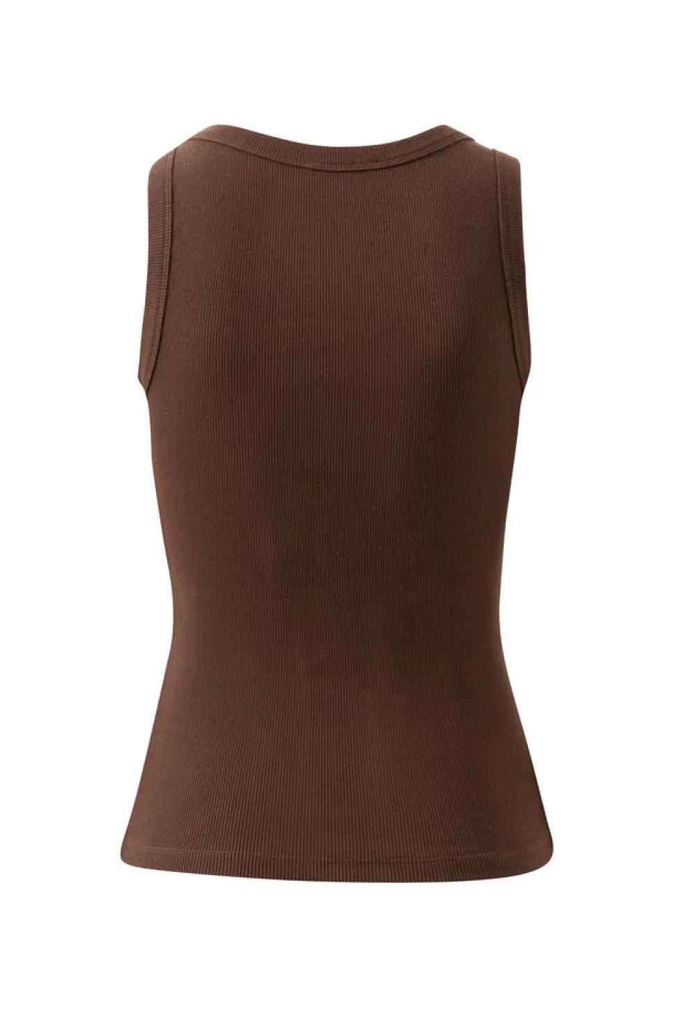 Ceres Life Zoe Contour Rib Scoop Tank - Chocolate Monogram Embroidery