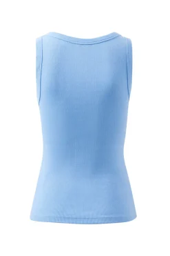 Ceres Life Zoe Contour Rib Scoop Tank - Powder Blue Monogram Embroidery