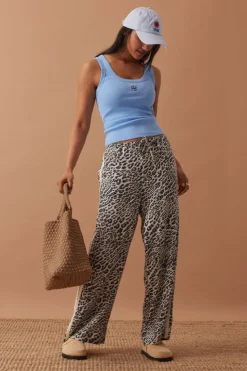 Ceres Life Zoe Contour Rib Scoop Tank - Powder Blue Monogram Embroidery
