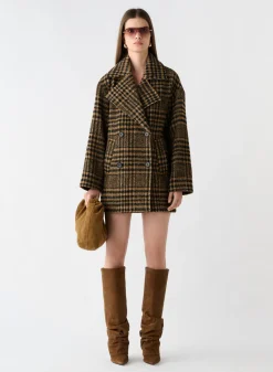 Esmaee Chronicle Check Coat - Khaki Check