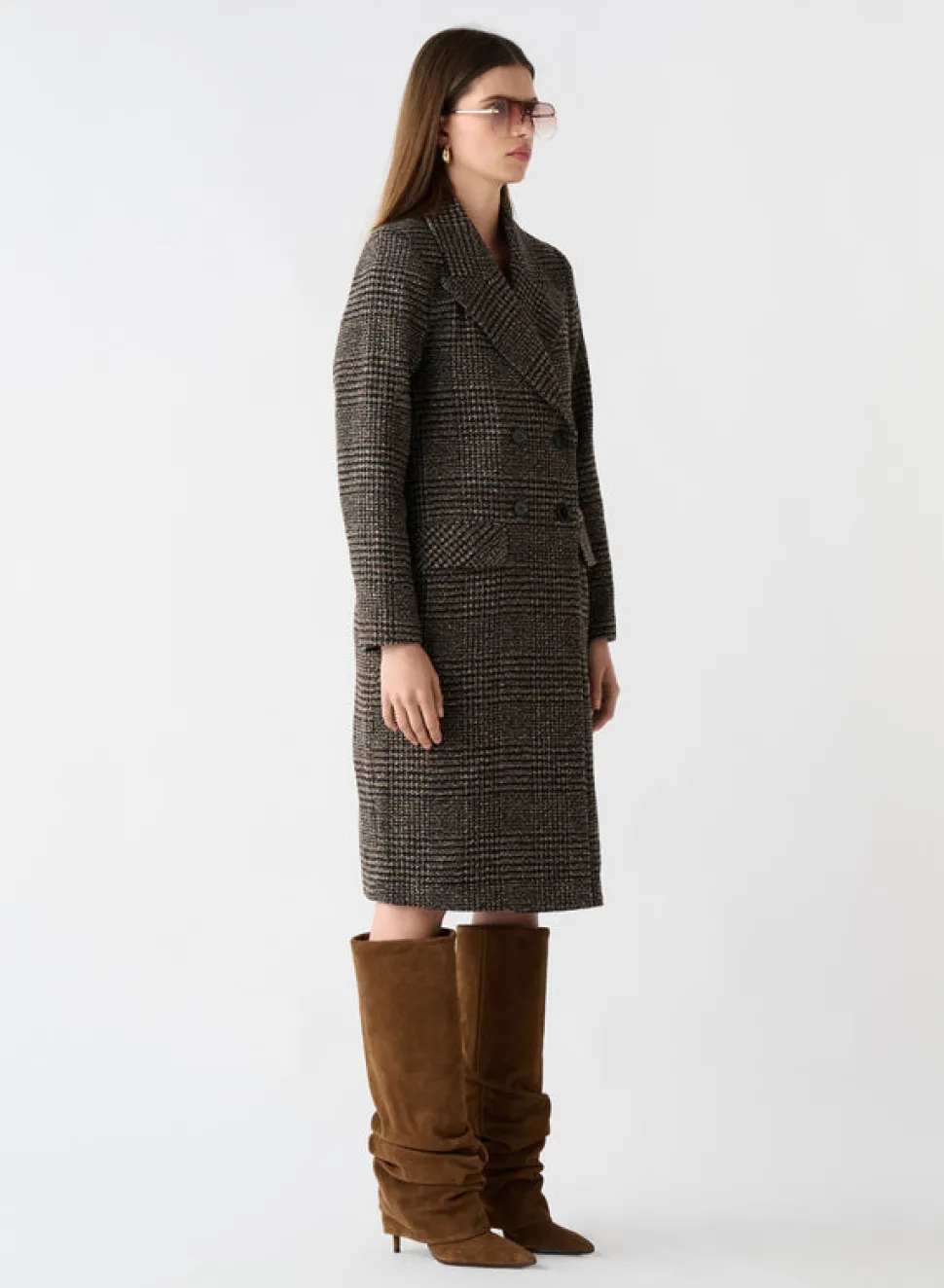Esmaee Roam Tweed Coat - Mocha Tweed
