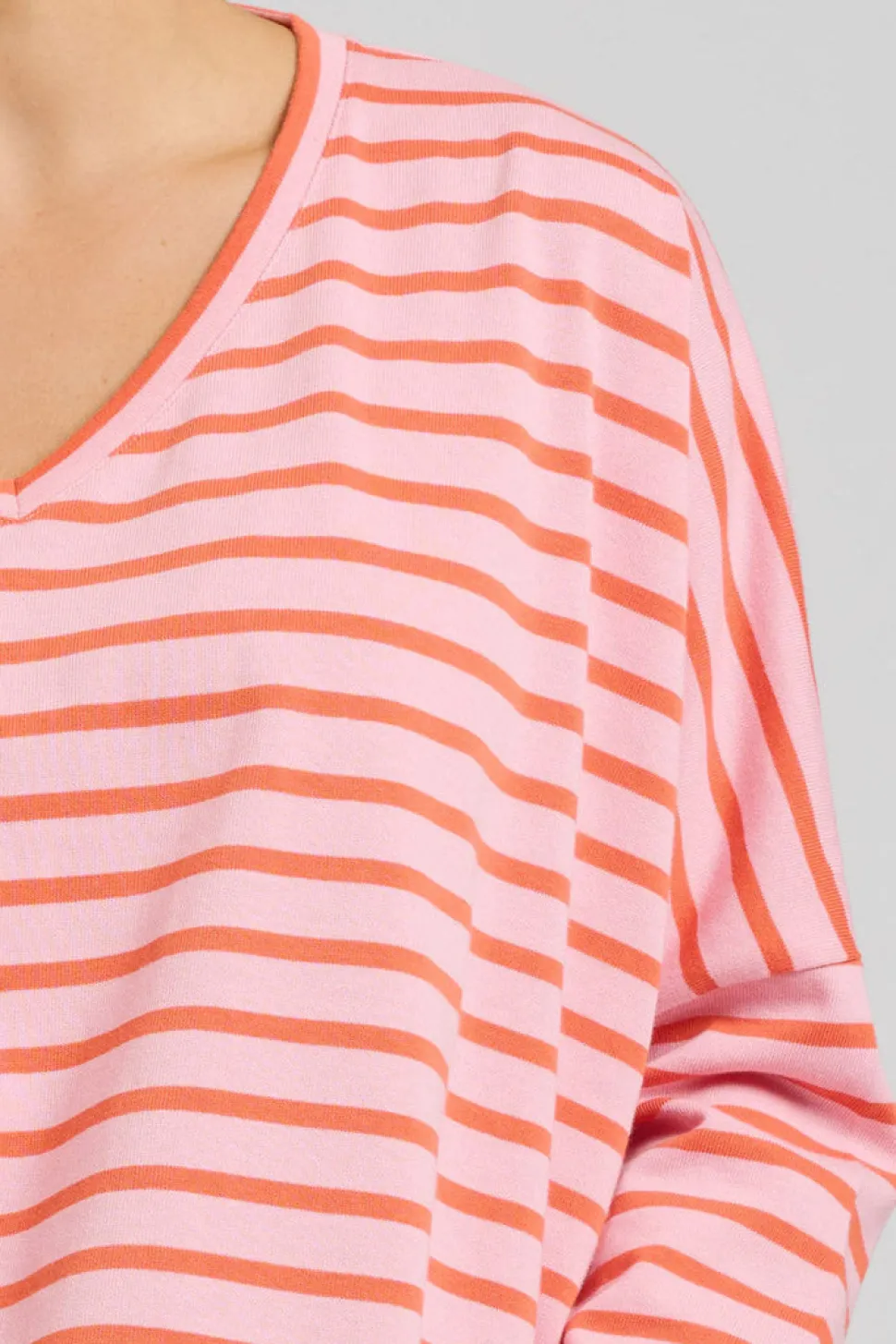 Est 1971 Breton Cotton Long Sleeve Top - Melon & Pink