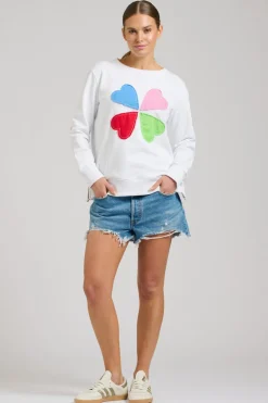 Est 1971 Zipside Classic Cotton Sweatshirt - White Hearts