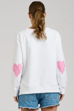 Est 1971 Zipside Classic Cotton Sweatshirt - White Hearts