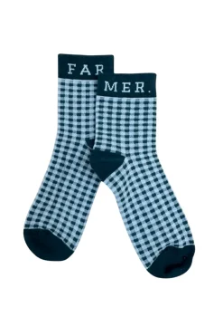 FAR MER Green Check Socks