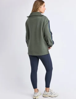 Foxwood Knit Collar Crew - Khaki
