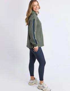Foxwood Knit Collar Crew - Khaki