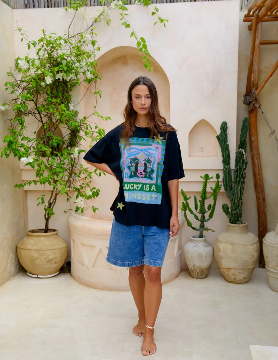 Foxwood Lucky Star Tee - Washed Black