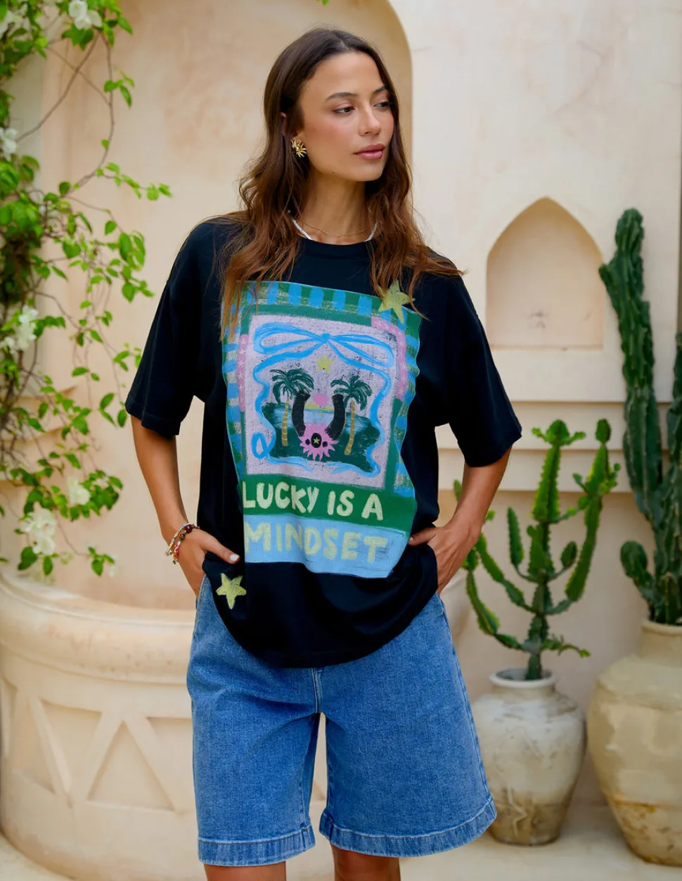 Foxwood Lucky Star Tee - Washed Black