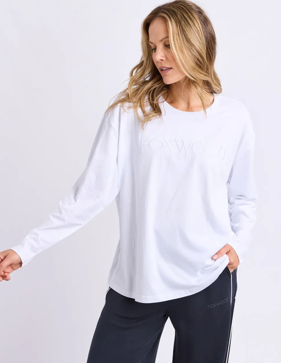Foxwood Simplified Long Sleeve Tee - White