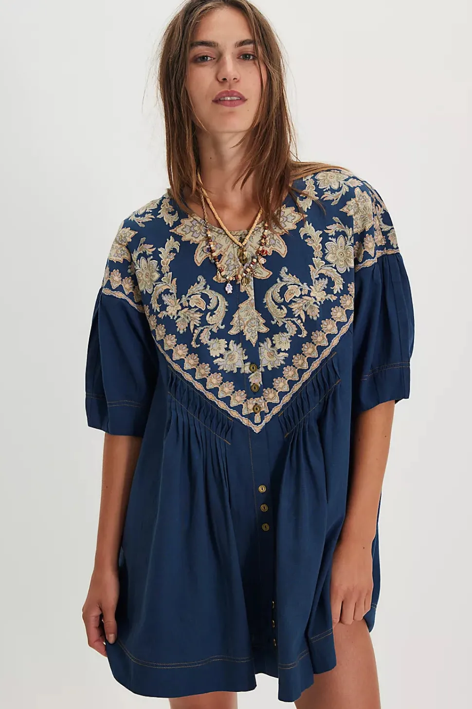Free People Orson Mini Dress - Indigo Combo