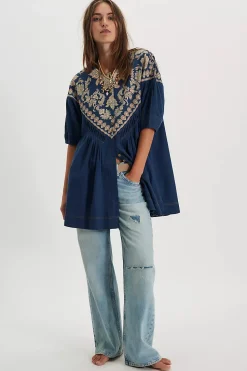 Free People Orson Mini Dress - Indigo Combo