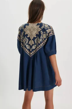 Free People Orson Mini Dress - Indigo Combo