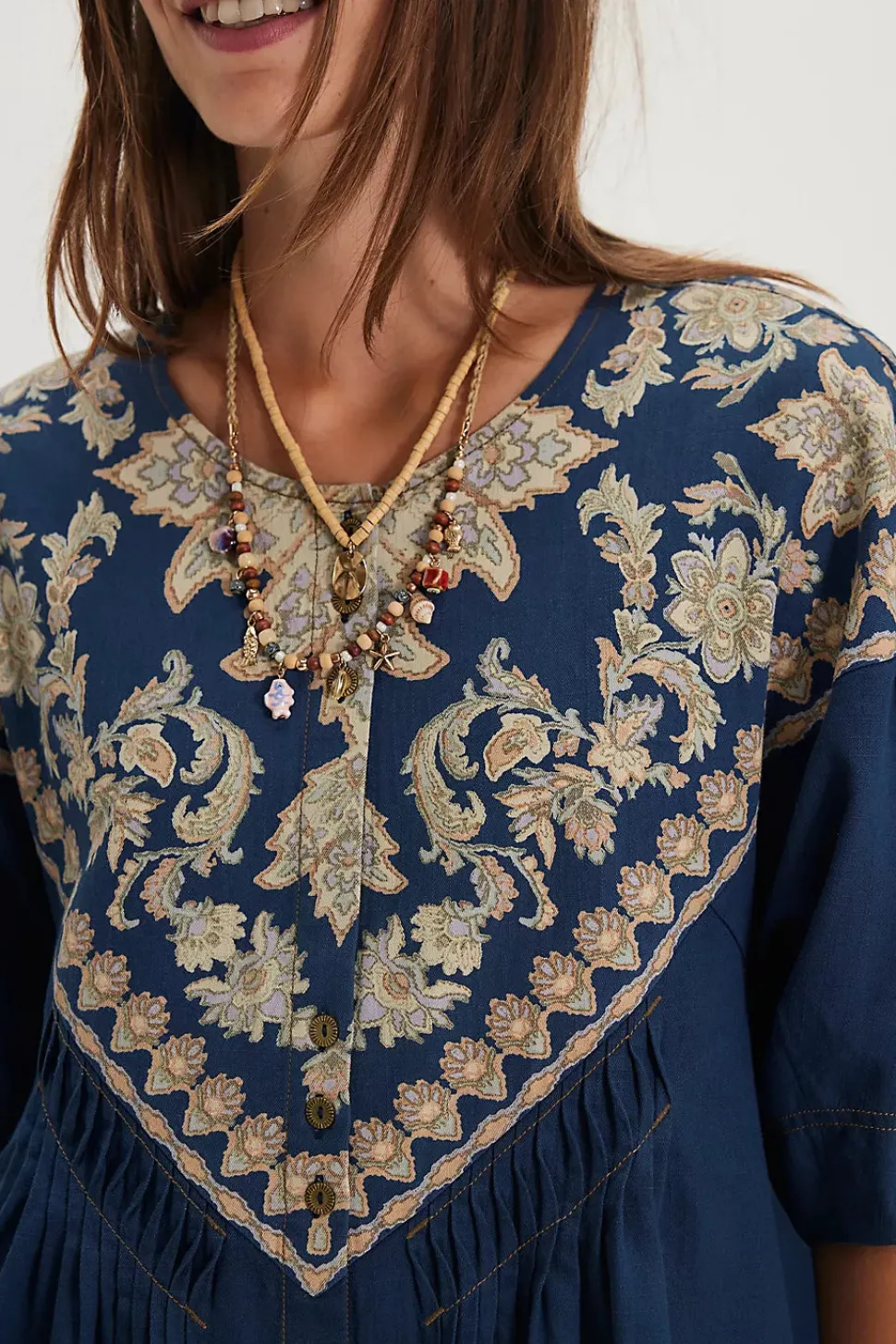 Free People Orson Mini Dress - Indigo Combo
