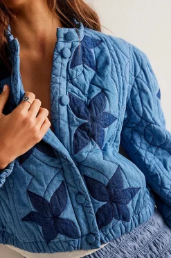 Free People Quinn Quilted Jacket - Indigo Combo