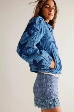 Free People Quinn Quilted Jacket - Indigo Combo