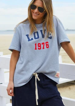 Hammill & Co Retro Stripe Tee - Navy/White