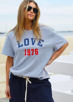 Hammill & Co Retro Stripe Tee - Navy/White