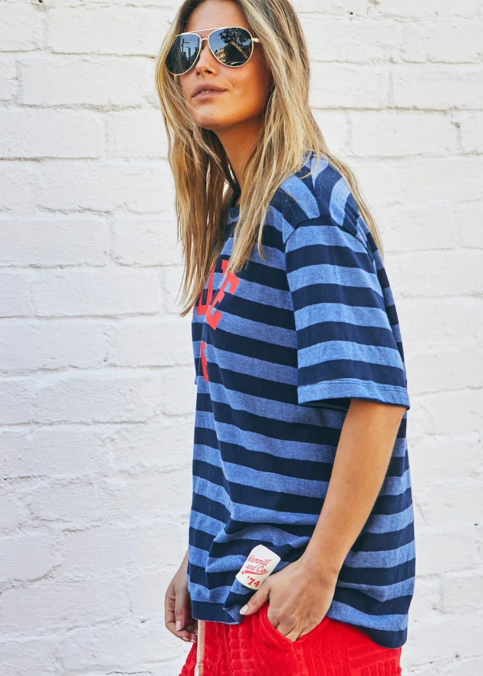 Hammill & Co Stripe Retro Tee - Navy