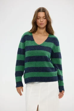 Holiday Chiara Stripe Knit - Green Multi Stripe