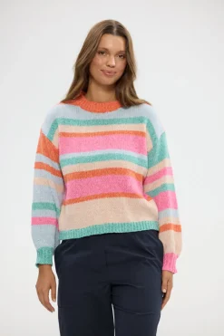 Holiday Tarn Knit - Pink Multi Stripe