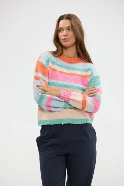 Holiday Tarn Knit - Pink Multi Stripe