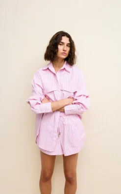 Kinney Riley Shirt - Pink Pinstripe