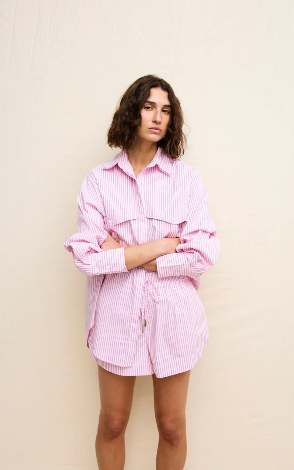 Kinney Riley Shirt - Pink Pinstripe
