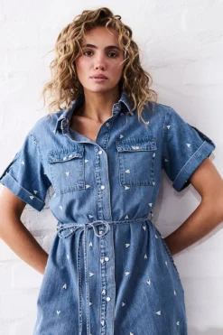 Kireina Simone Dress - Heart 70's Blue