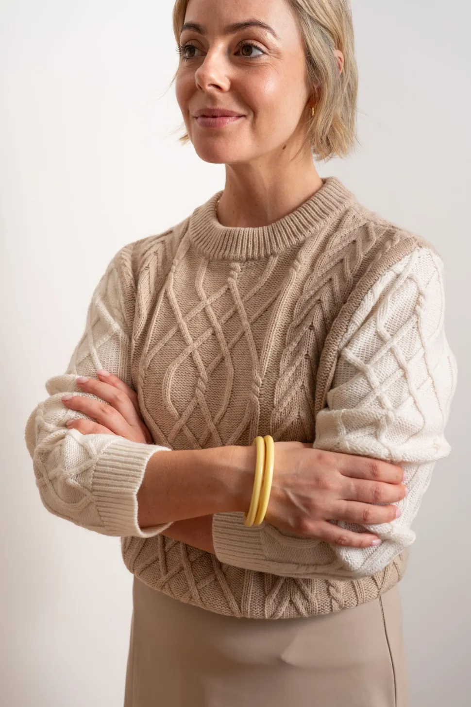 Maxted Merino Autumn Pullover - Pale Oat/Ivory