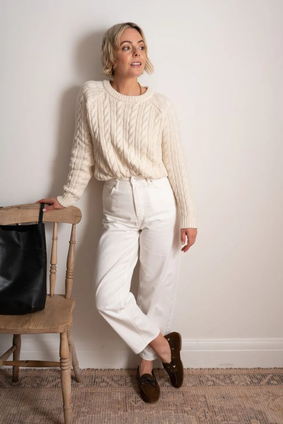 Maxted Soft Touch Cable Pullover - Ivory