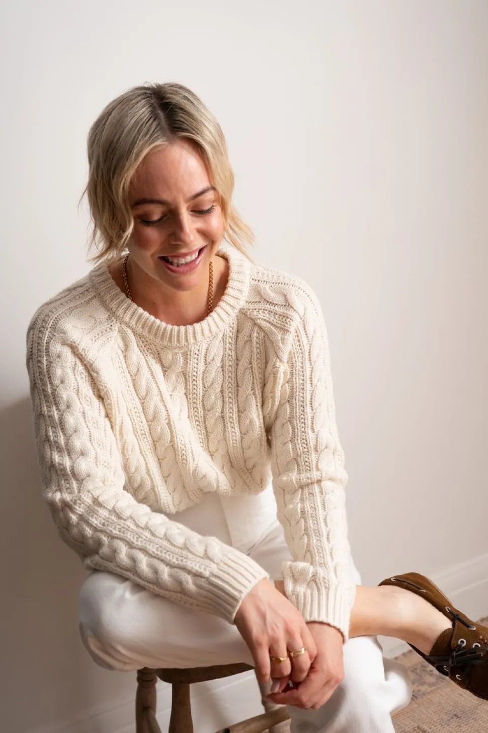Maxted Soft Touch Cable Pullover - Ivory