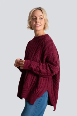 Maxted Soft Touch Cable Pullover - Plum