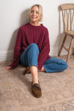 Maxted Soft Touch Cable Pullover - Plum